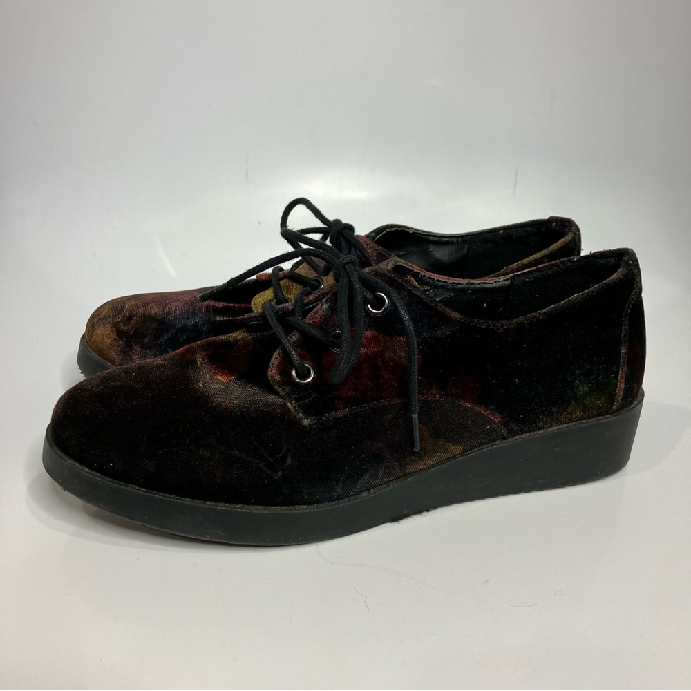 Madden Girl Bandshe dark floral velour lace up shoes black pink women's size 8.5